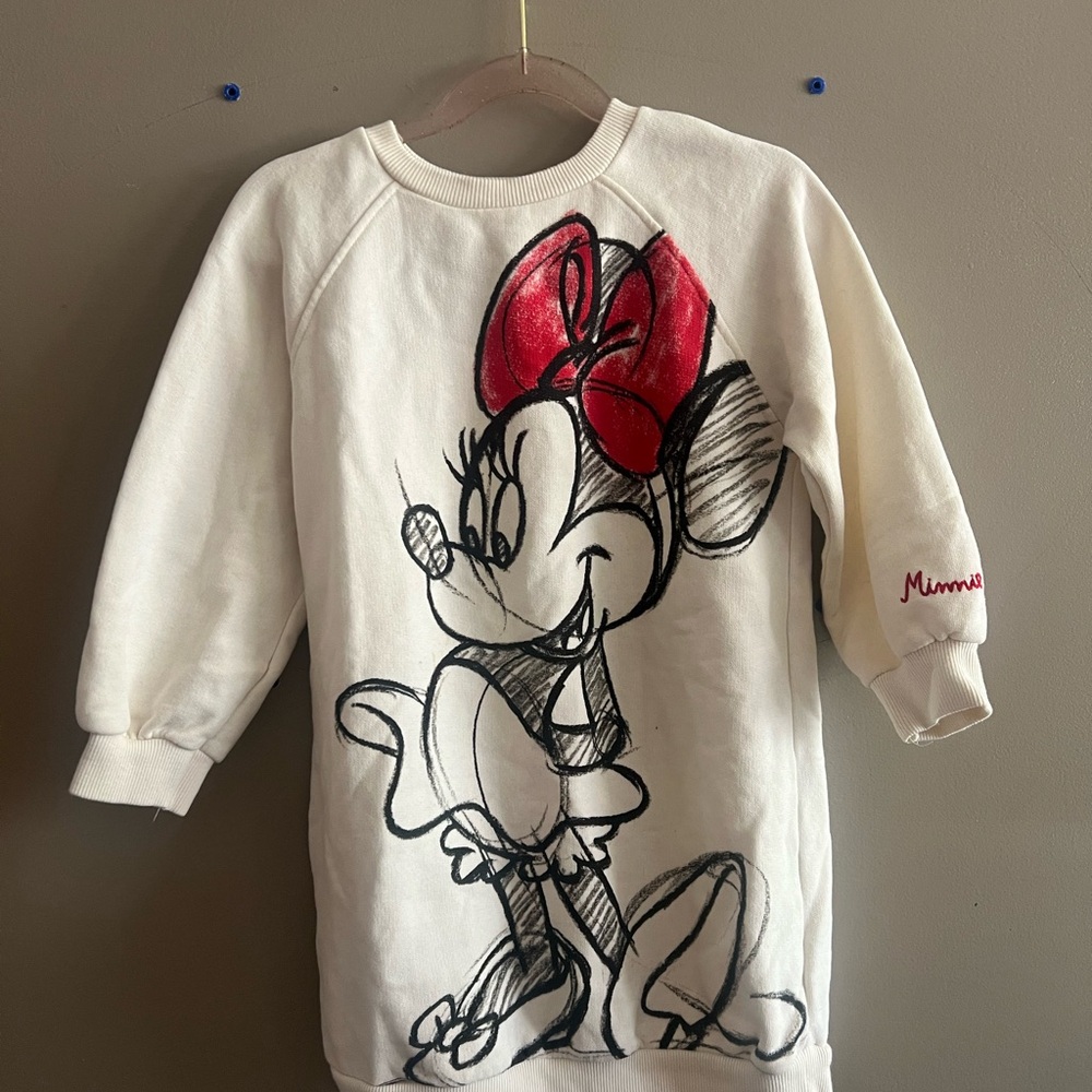Zara Kids Minnie Mouse White and Red Sweatshirt